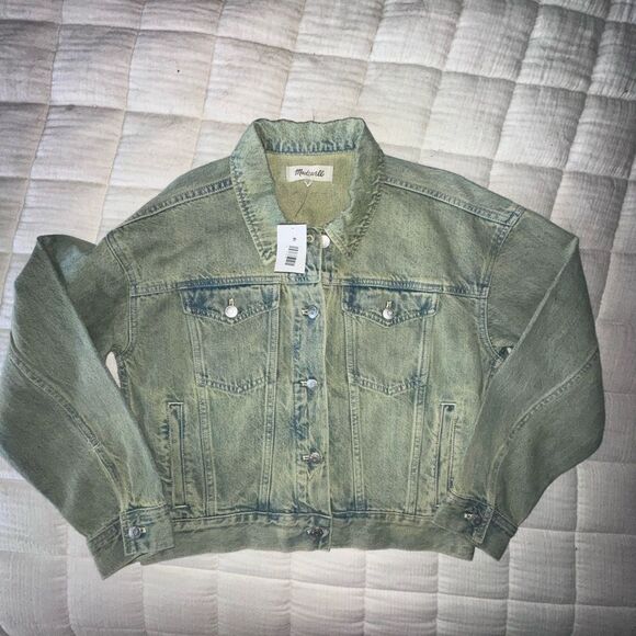 NWTs Madewell Oversized Crop Denim Trucker Jacket Size Small - Picture 4 of 10